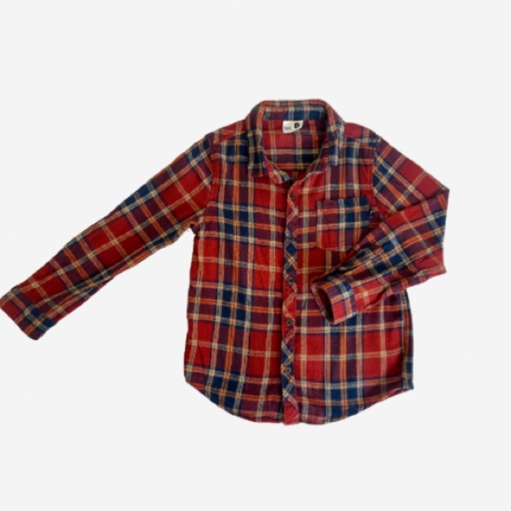 Vibrant Kids Plaid Button-Down Shirt - Red and Blue